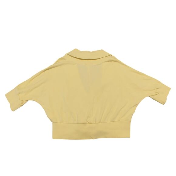 Old Navy Crop Cardigan Sweater Shawl Collar Stretch Knit Yellow Womens Size M - Picture 2 of 5